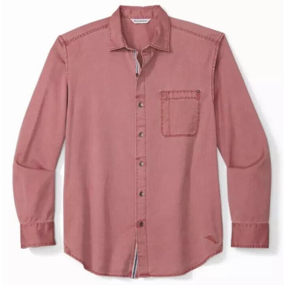 Tommy Bahama Men's Small Cherry Stone Tahitian Twill Shirt With Pocket - Picture 8 of 8